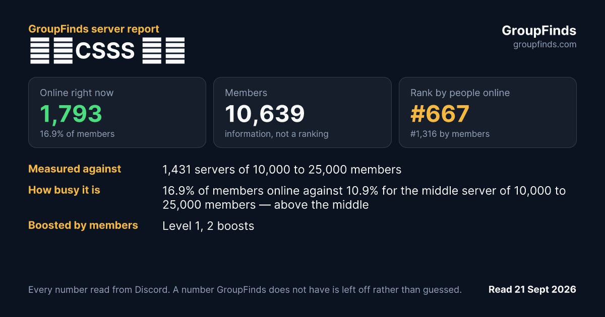 😌☀CSSS 🏖🍹's GroupFinds server report