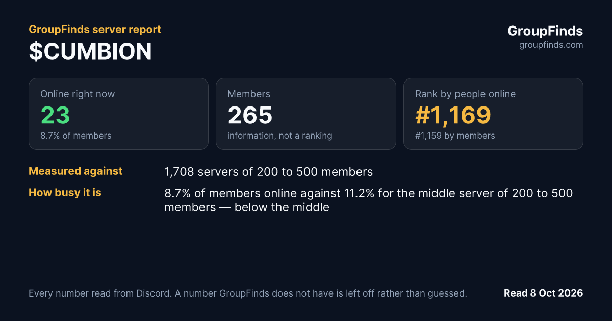 $CUMBION's GroupFinds server report