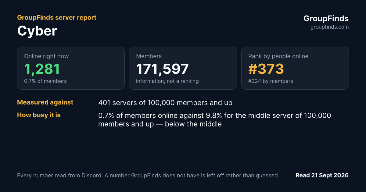 Cyber's GroupFinds server report