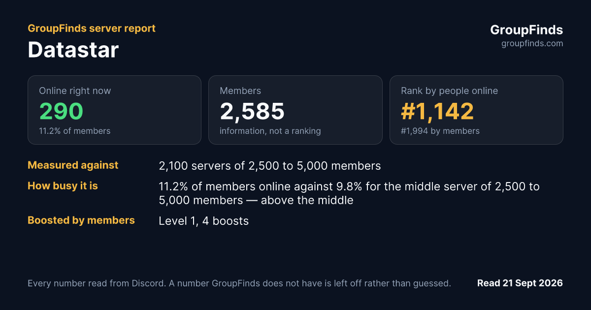 Datastar's GroupFinds server report