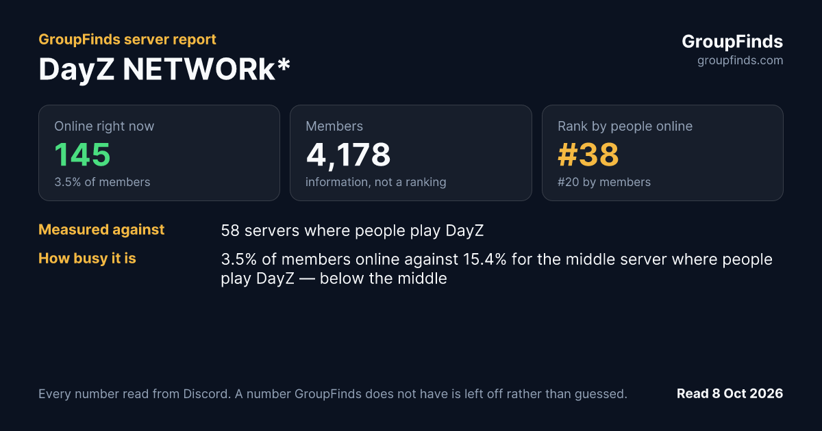 DayZ NETWORk's GroupFinds server report
