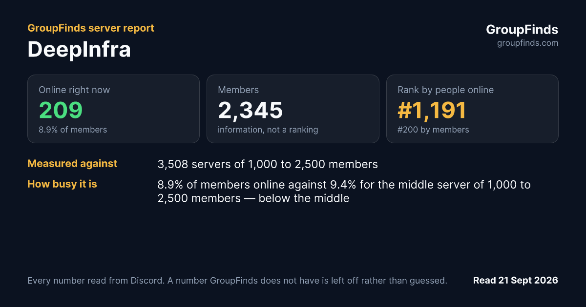 DeepInfra's GroupFinds server report