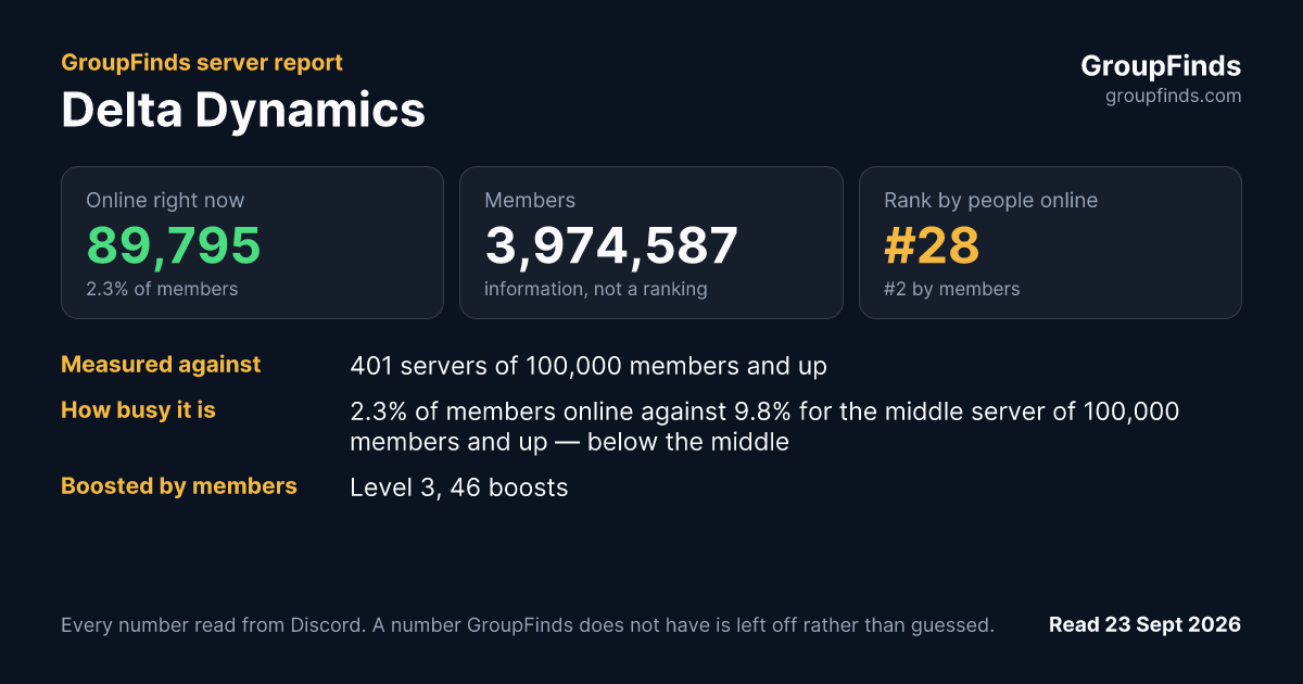 Delta Dynamics's GroupFinds server report