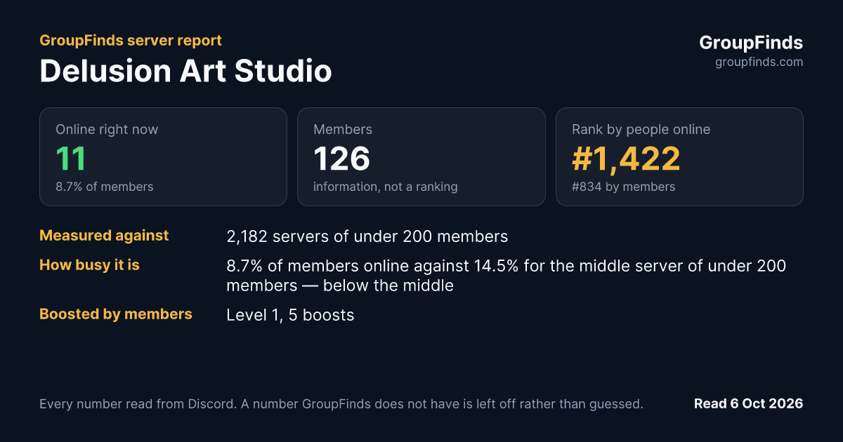 Delusion Art Studio's GroupFinds server report