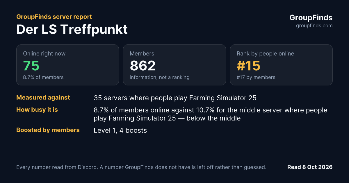 Der LS Treffpunkt's GroupFinds server report