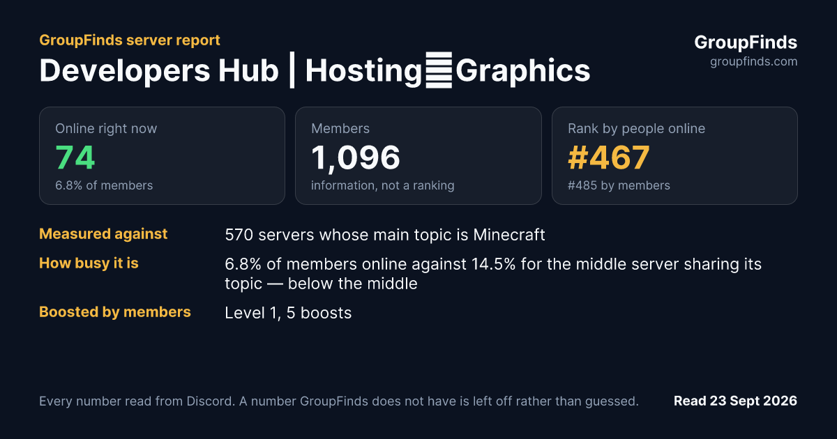Developers Hub | Hosting・Graphics's GroupFinds server report