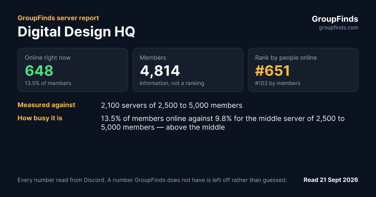 Digital Design HQ's GroupFinds server report
