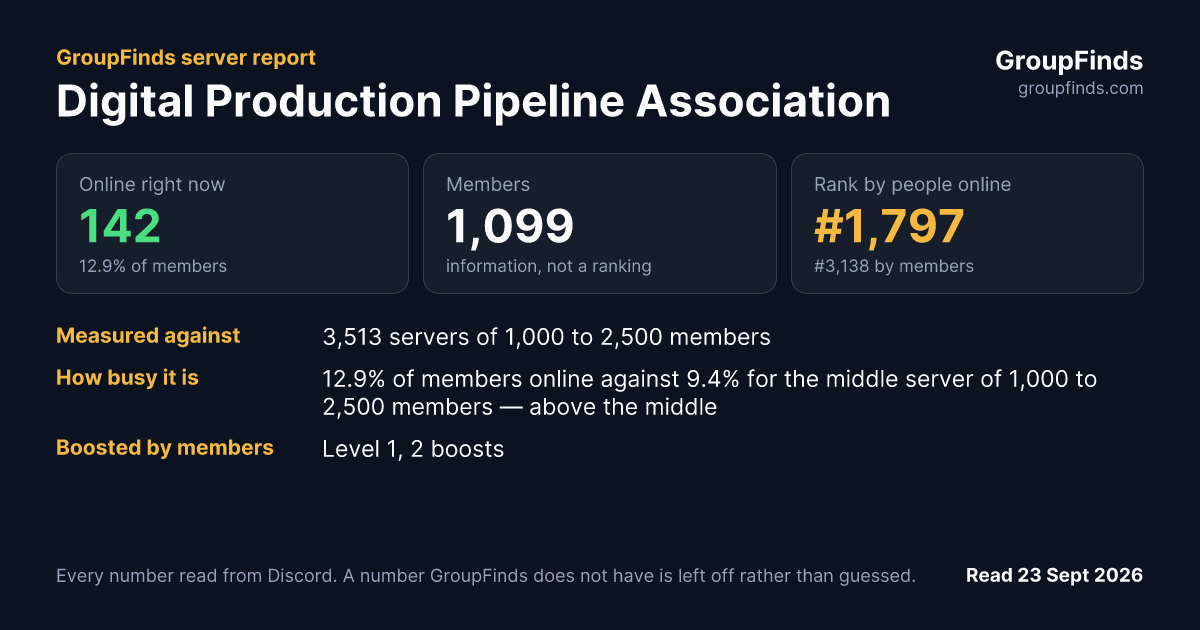 Digital Production Pipeline Association's GroupFinds server report