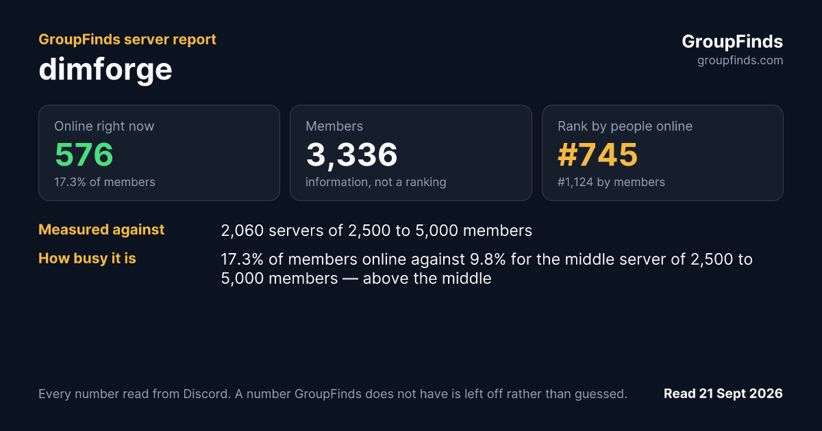 dimforge's GroupFinds server report