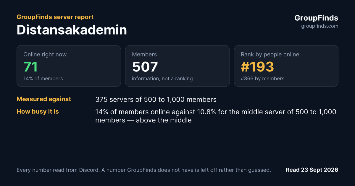 Distansakademin's GroupFinds server report
