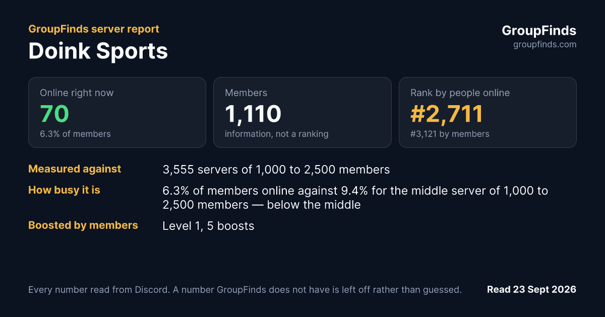 Doink Sports's GroupFinds server report