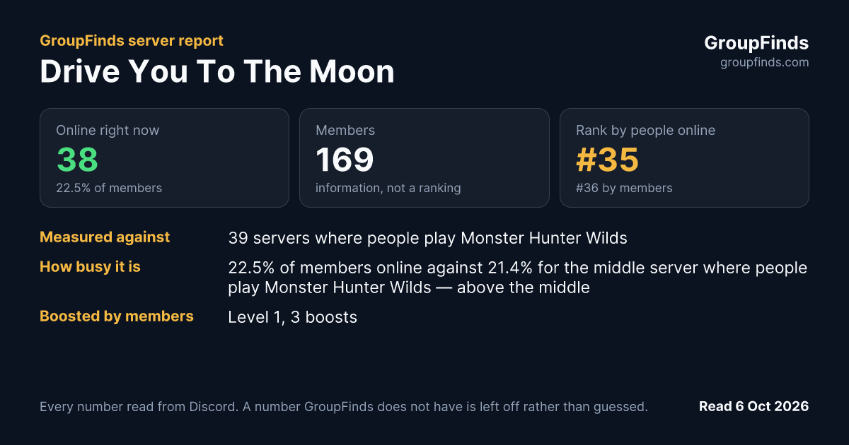 Drive You To The Moon's GroupFinds server report