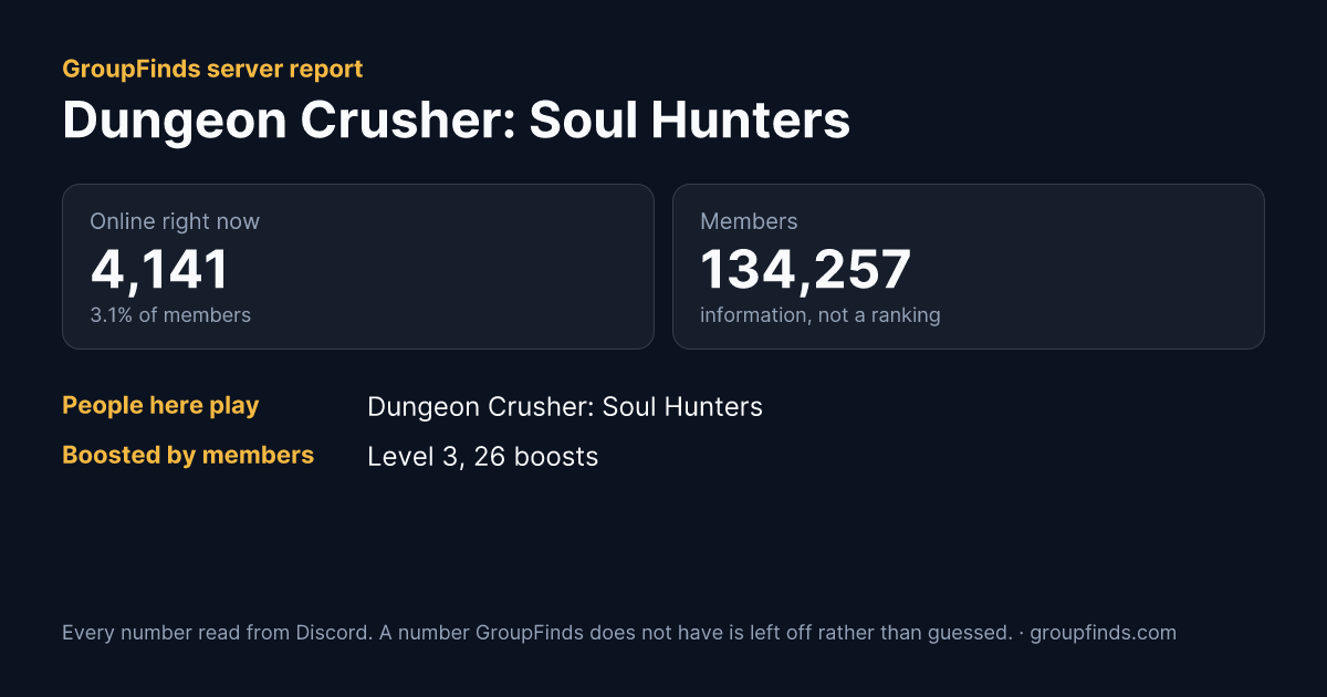 Dungeon Crusher: Soul Hunters's GroupFinds server report