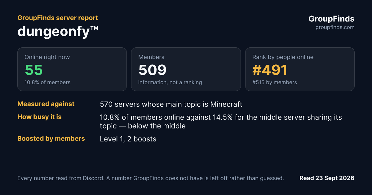 dungeonfy™'s GroupFinds server report