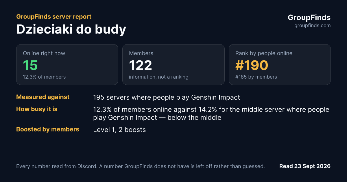 Dzieciaki do budy's GroupFinds server report