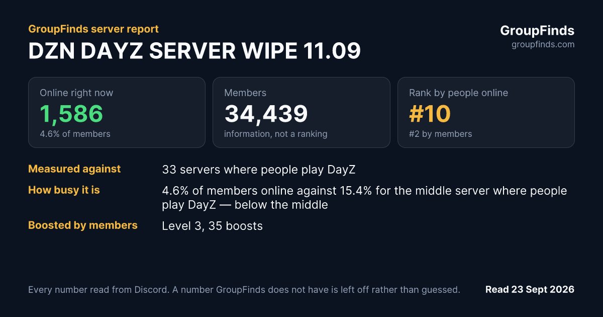DZN DAYZ SERVER WIPE 11.09's GroupFinds server report