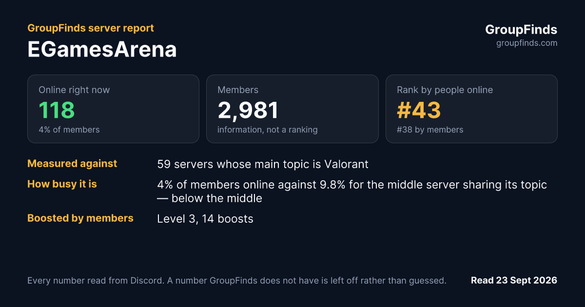 EGamesArena's GroupFinds server report