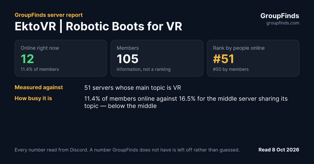 EktoVR | Robotic Boots for VR's GroupFinds server report