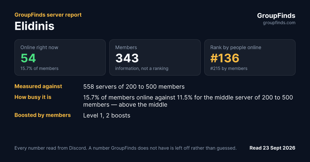 Elidinis's GroupFinds server report