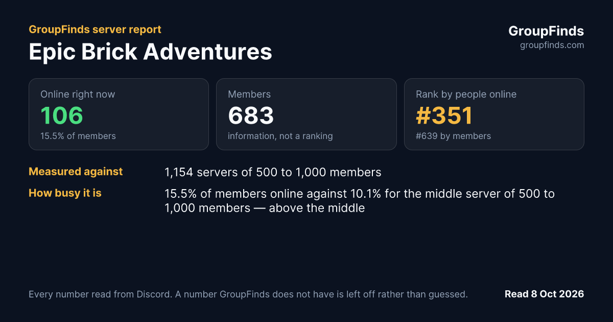 Epic Brick Adventures's GroupFinds server report