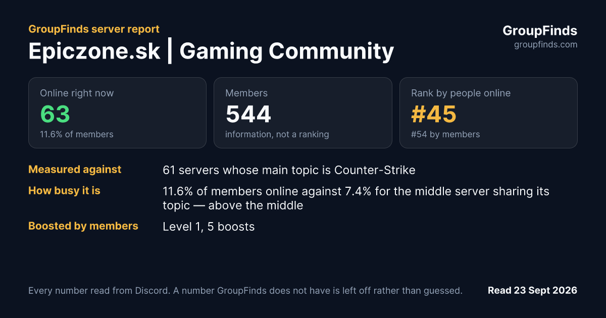 Epiczone.sk | Gaming Community's GroupFinds server report