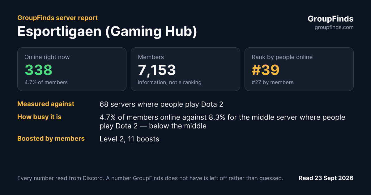 Esportligaen (Gaming Hub)'s GroupFinds server report