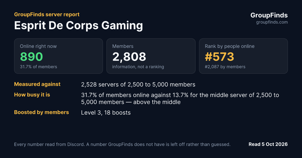 Esprit De Corps Gaming's GroupFinds server report