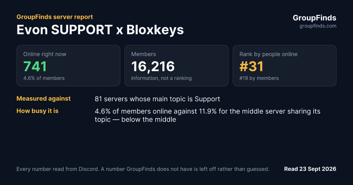 Evon SUPPORT x Bloxkeys's GroupFinds server report