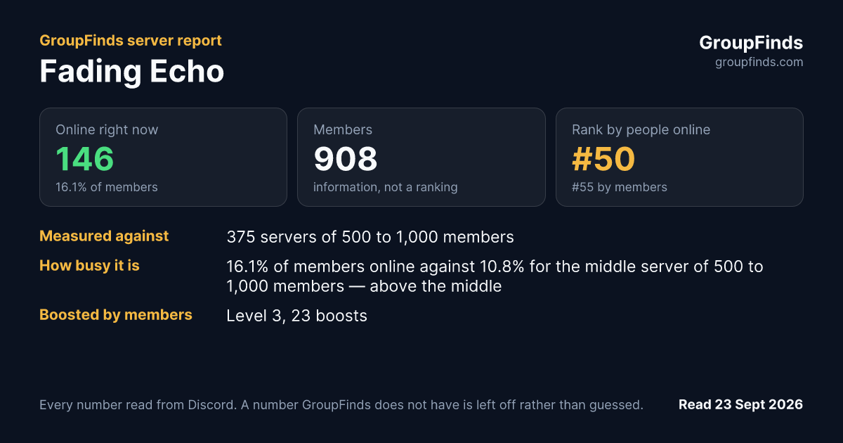 Fading Echo's GroupFinds server report