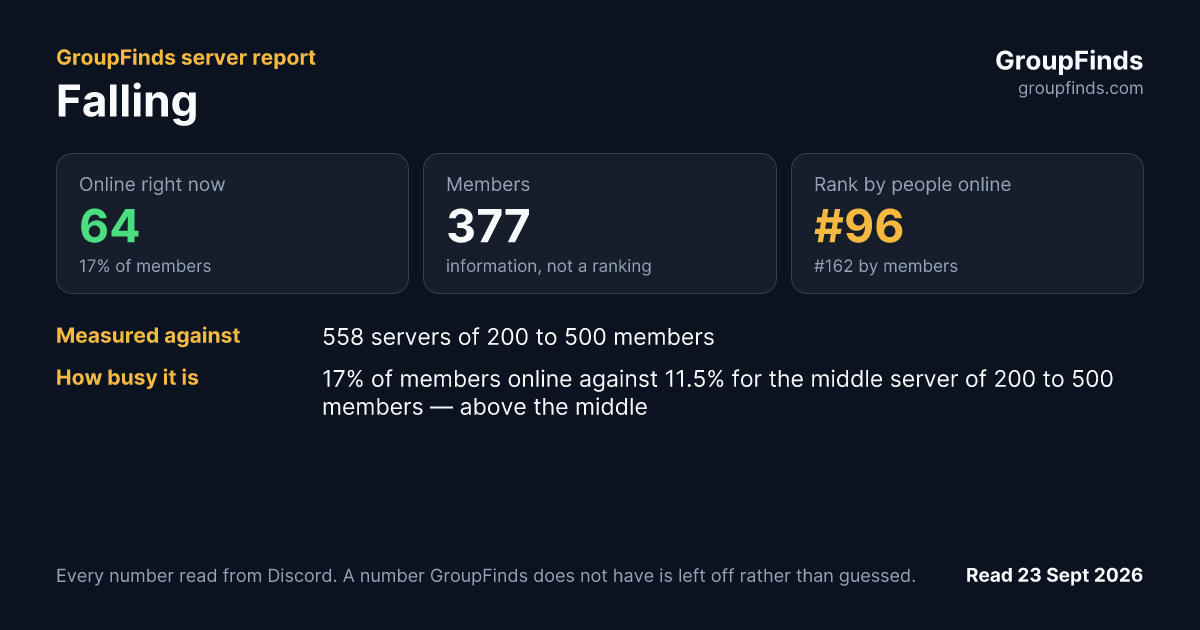 Falling's GroupFinds server report