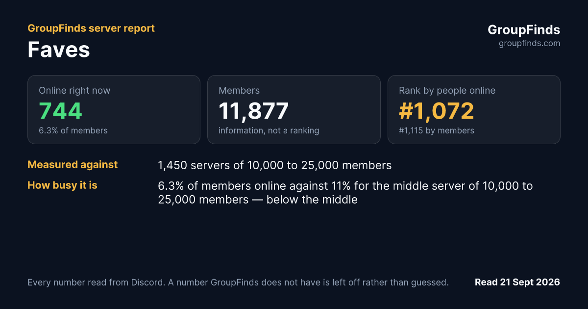 Faves's GroupFinds server report