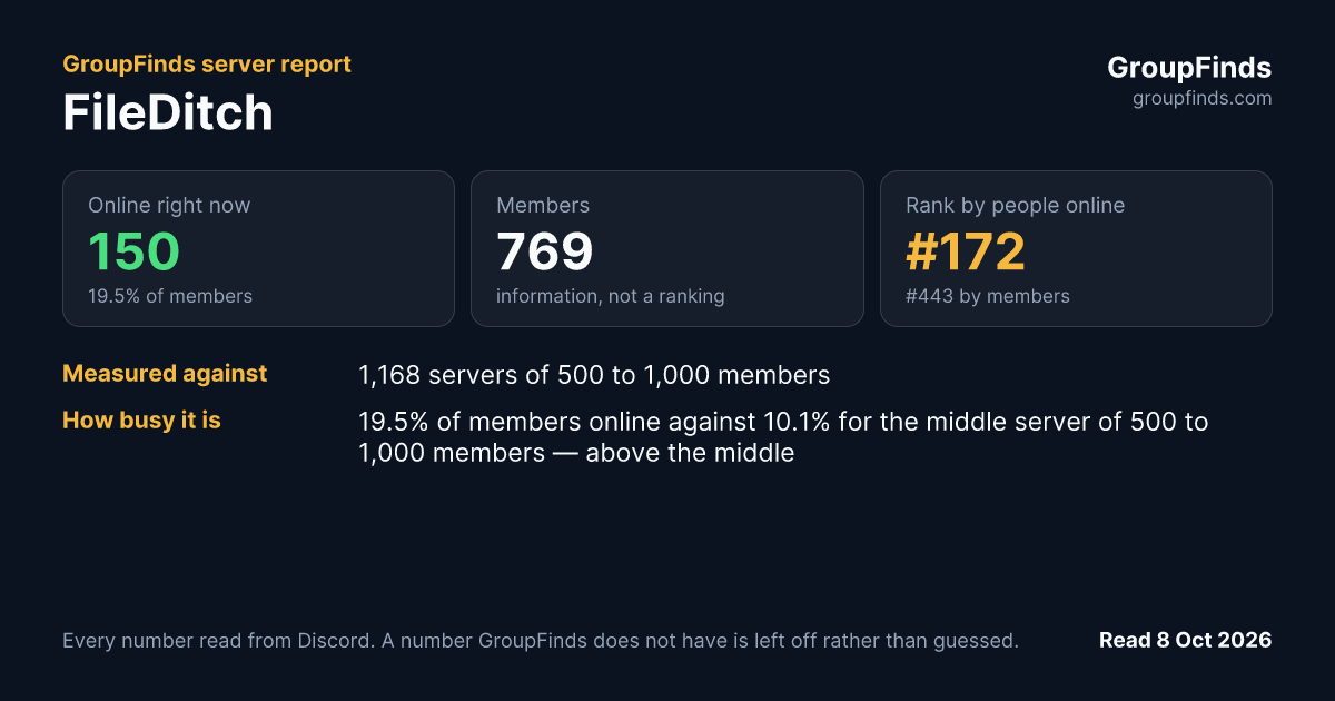FileDitch's GroupFinds server report