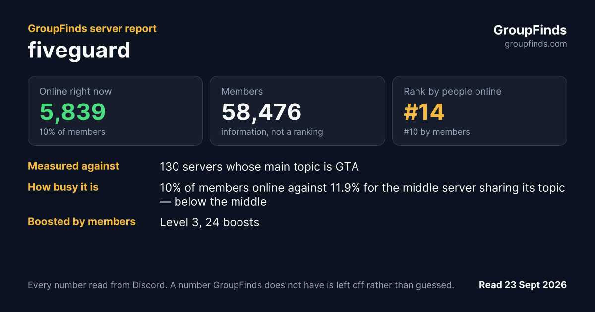 fiveguard's GroupFinds server report
