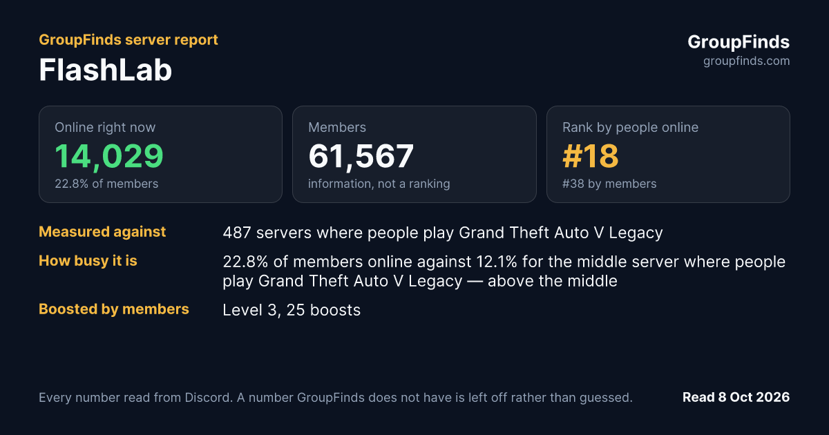 FlashLab's GroupFinds server report