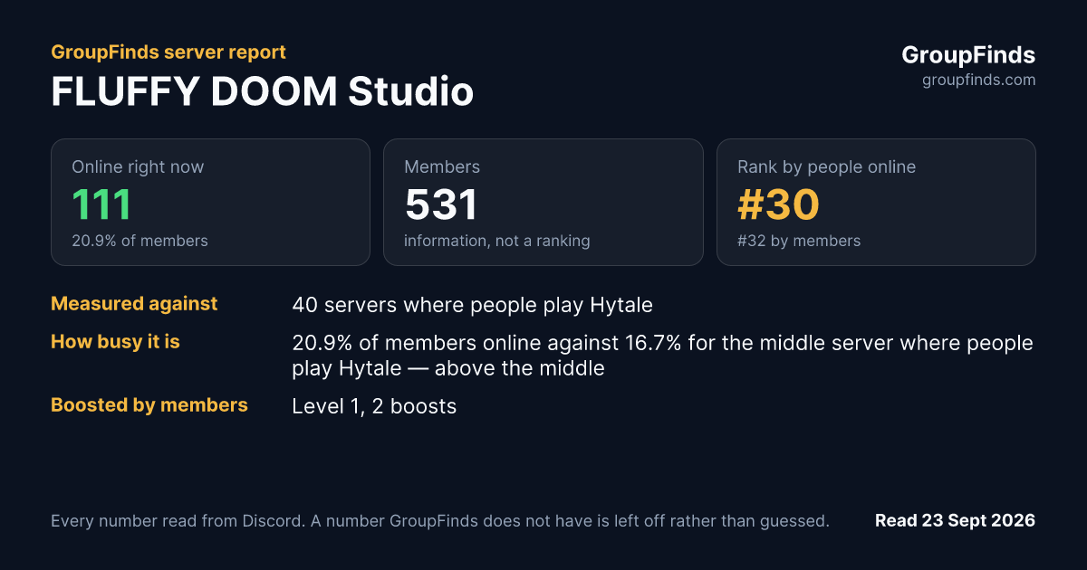 FLUFFY DOOM Studio's GroupFinds server report