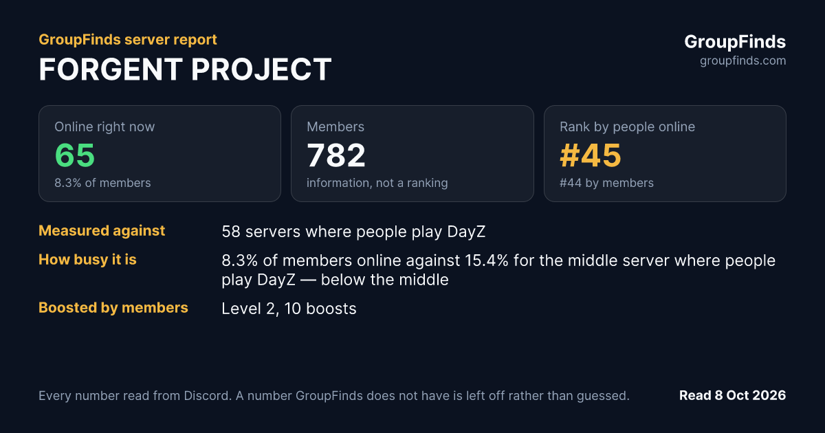 FORGENT PROJECT's GroupFinds server report
