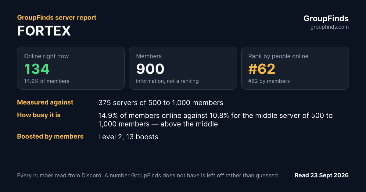 FORTEX's GroupFinds server report