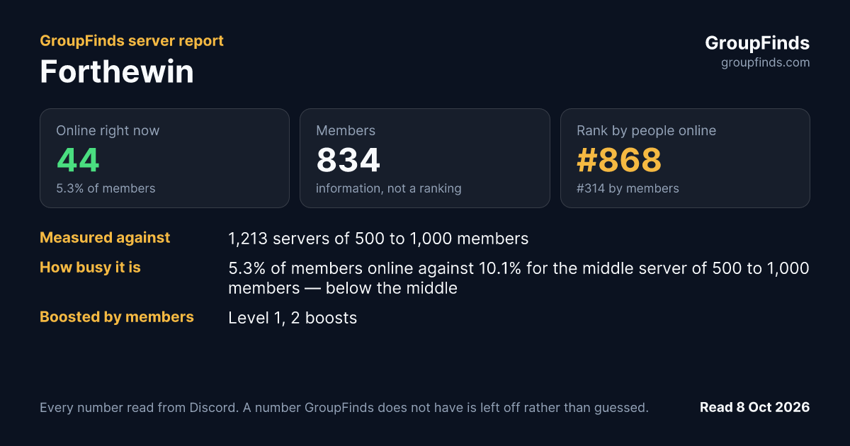 Forthewin's GroupFinds server report