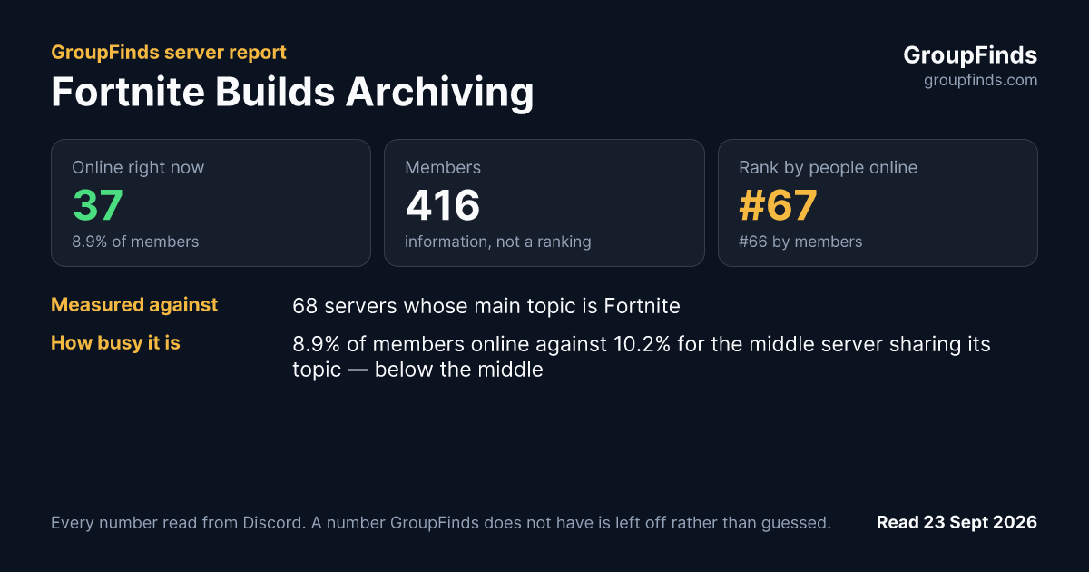 Fortnite Builds Archiving's GroupFinds server report