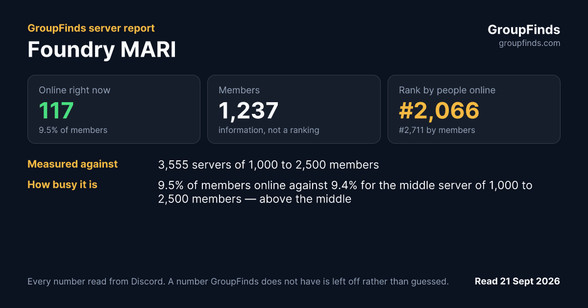 Foundry MARI's GroupFinds server report