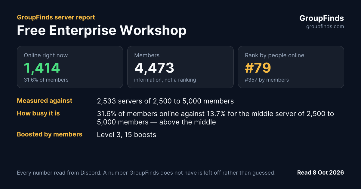 Free Enterprise Workshop's GroupFinds server report