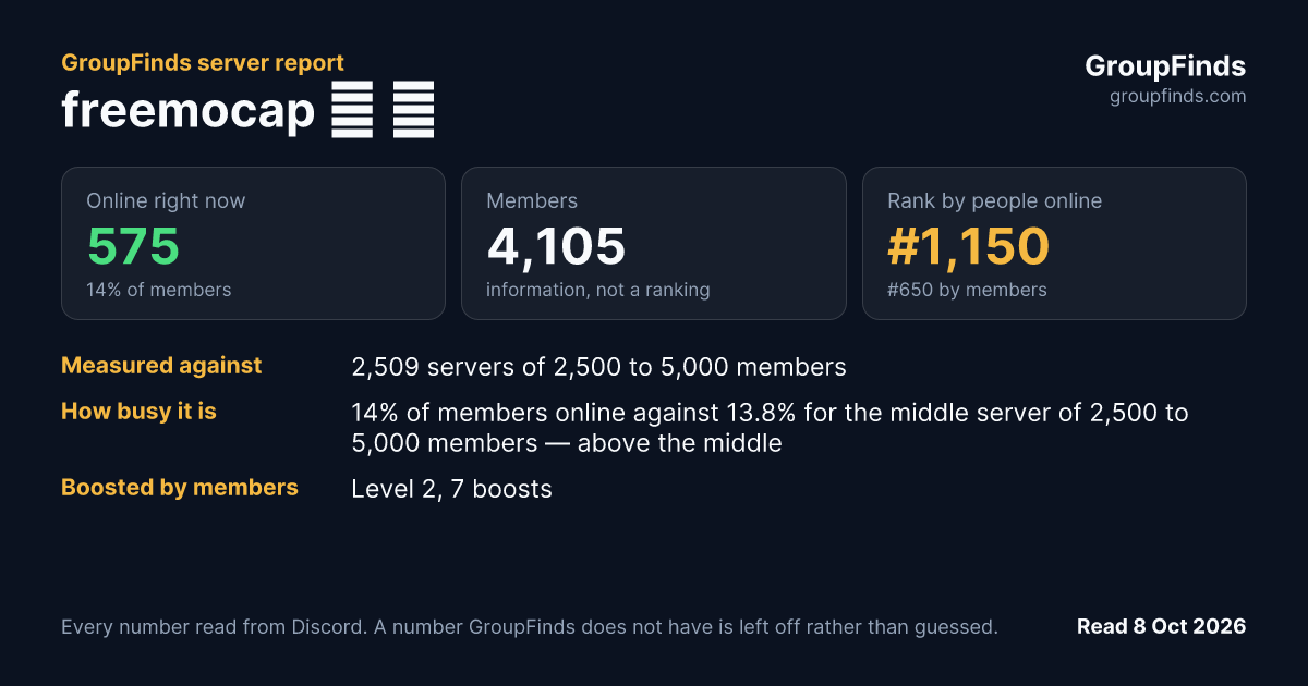 freemocap 💀 ✨'s GroupFinds server report