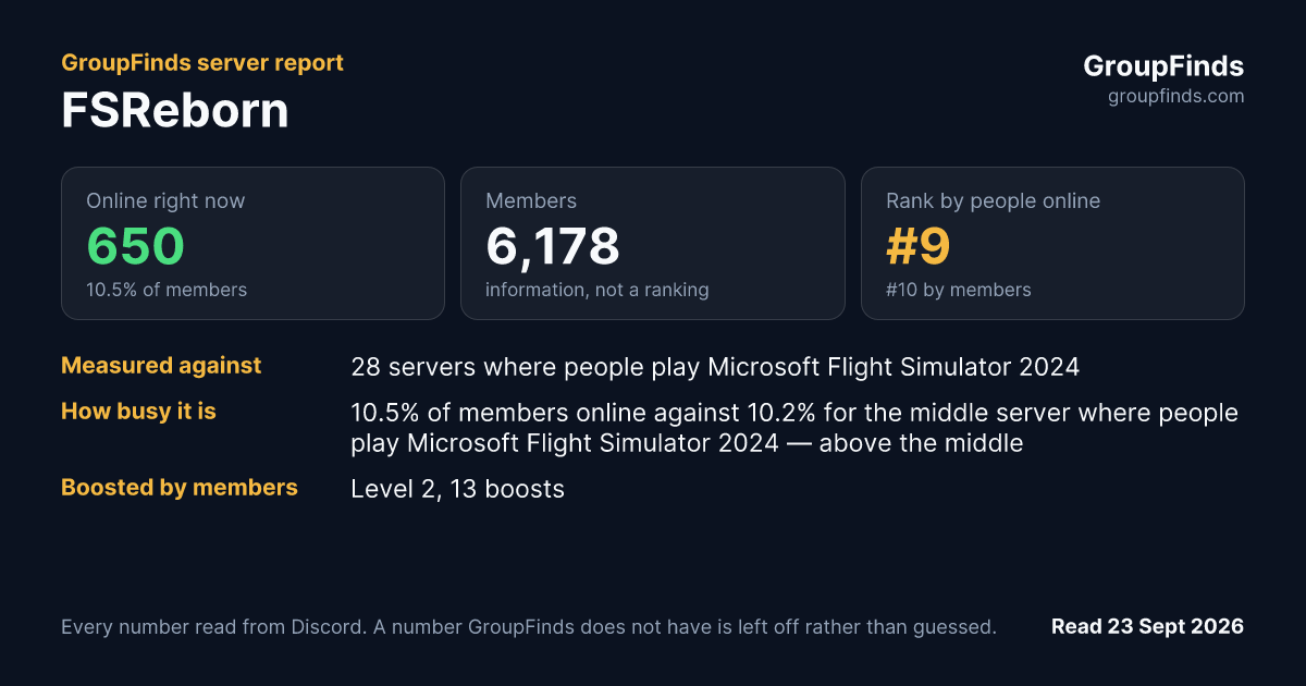 FSReborn's GroupFinds server report