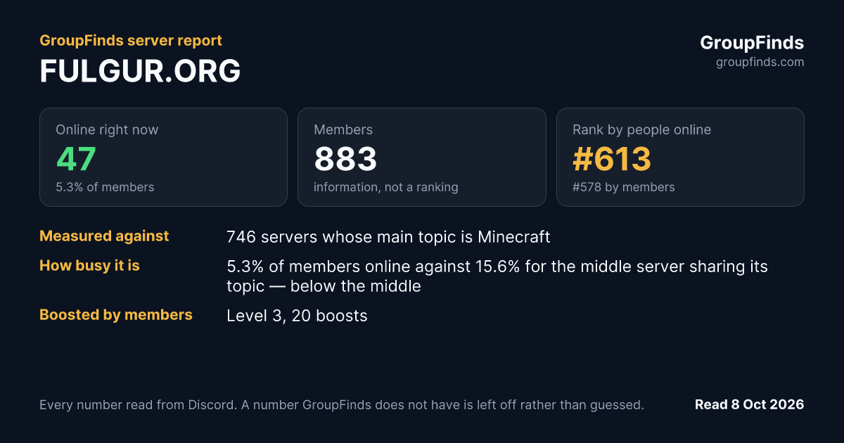 FULGUR.ORG's GroupFinds server report