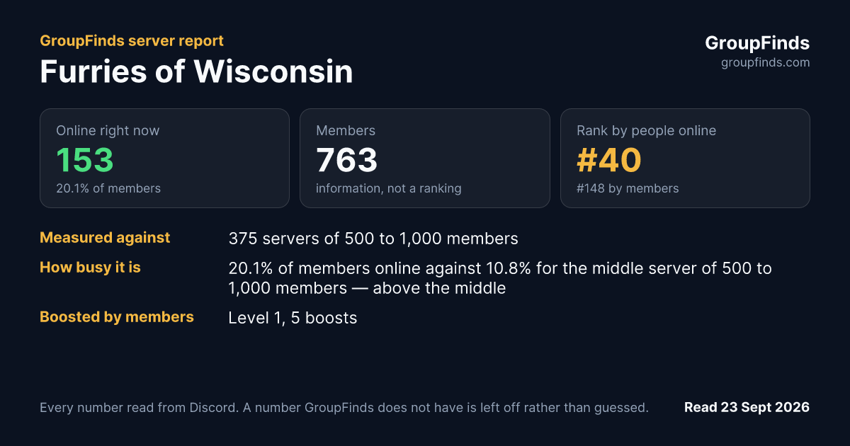 Furries of Wisconsin's GroupFinds server report