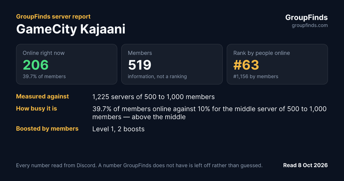 GameCity Kajaani's GroupFinds server report