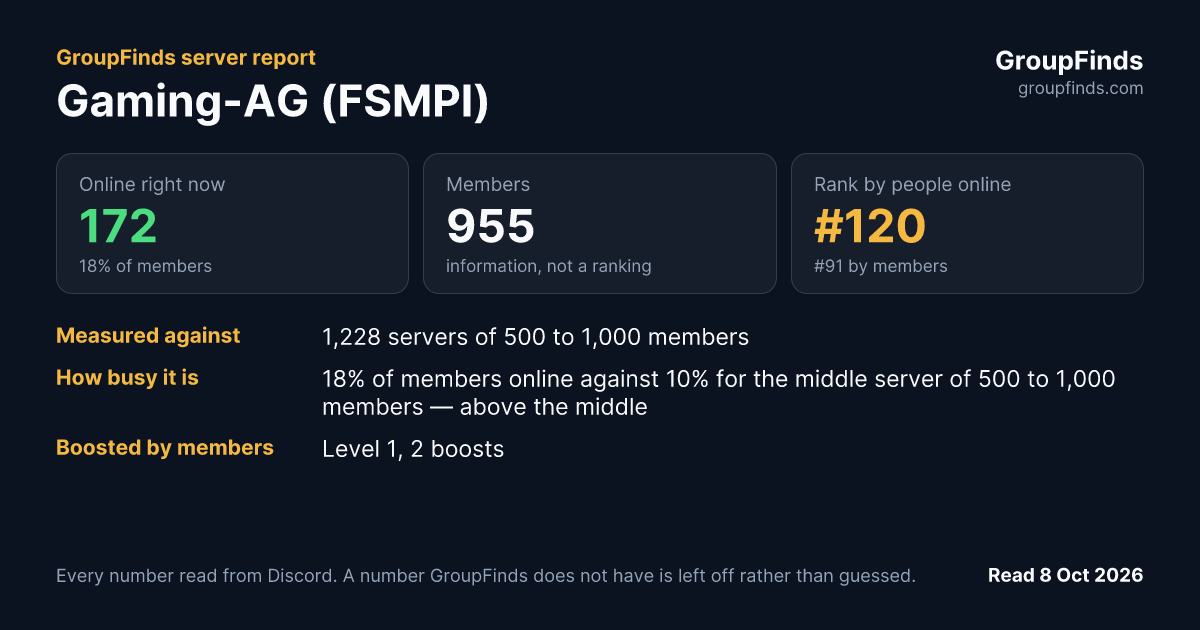 Gaming-AG (FSMPI)'s GroupFinds server report