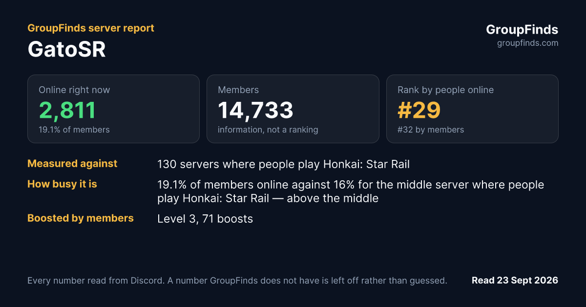 GatoSR's GroupFinds server report