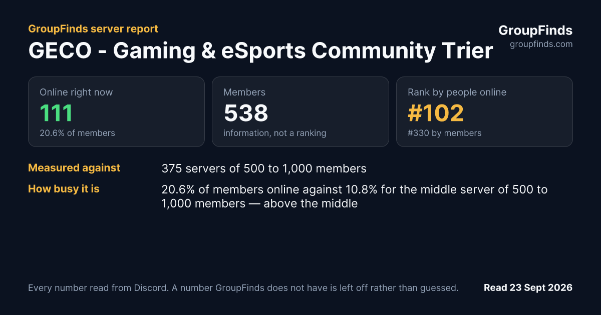 GECO - Gaming & eSports Community Trier's GroupFinds server report