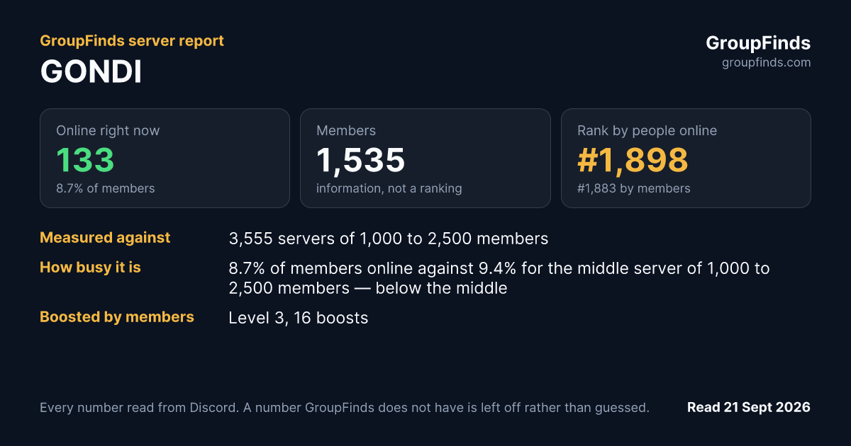 GONDI's GroupFinds server report